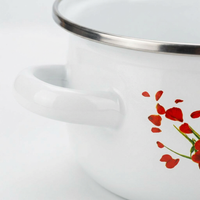 Flat Bottom Enamel Stockpot, Deep Enamelware Cooking Pot, Floral Pattern Soup Pot, Enamelware Pot Enamel Stockpot, Pot Enamel Stockpot Lid