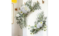 2 Pieces Artificial Wedding Arch Flowers Crescent-Shaped Wedding Arch Floral Swag Hanging Eucalyptus Rose Arrangement Curved