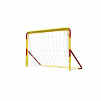 Rectangular Frame Soccer Goal White Netting Outdoor Soccer Goal Yellow Padding Athletic Gear Red Support Poles for Football Practice