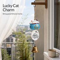 Ceramic Lucky Cat Wind Chime Bell Ornament Japanese Style Souvenir Craft