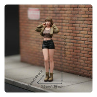 Miniature Standing Girl Figure Realistic Pose Female Figurine Collectible Diorama Female Figure for Photography