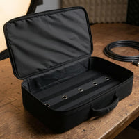 Hook-and-Loop Strips Guitar Pedal Board Carrying Case Cable Pass-Through Holes Clamshell Pedal Case Padded Soft-Lined for Guitarists, Musicians
