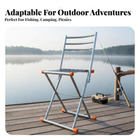 Foldable Design Cross-Frame Strap Chair With Back Support Folding Seat Heavy-Duty Portable Seating Non-Slip Feet for Anglers, Campers, Fishing, Outdoors Trips, Picnics