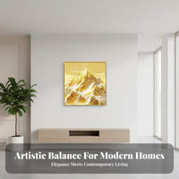 High Quality Print Golden Mountain Painting Inspiring Nature Scenery Golden Mountain Wall Art Ready to Hang Gold Summit Canvas Picture Aluminum Alloy Frame for New Homeowners, Interior Designers, Office Workers, Entrance Hall, Living Room, Hallway