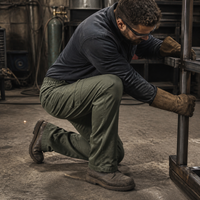Men's Cotton Work Pants with Reinforced Crotch, Durable and Stain-Resistant