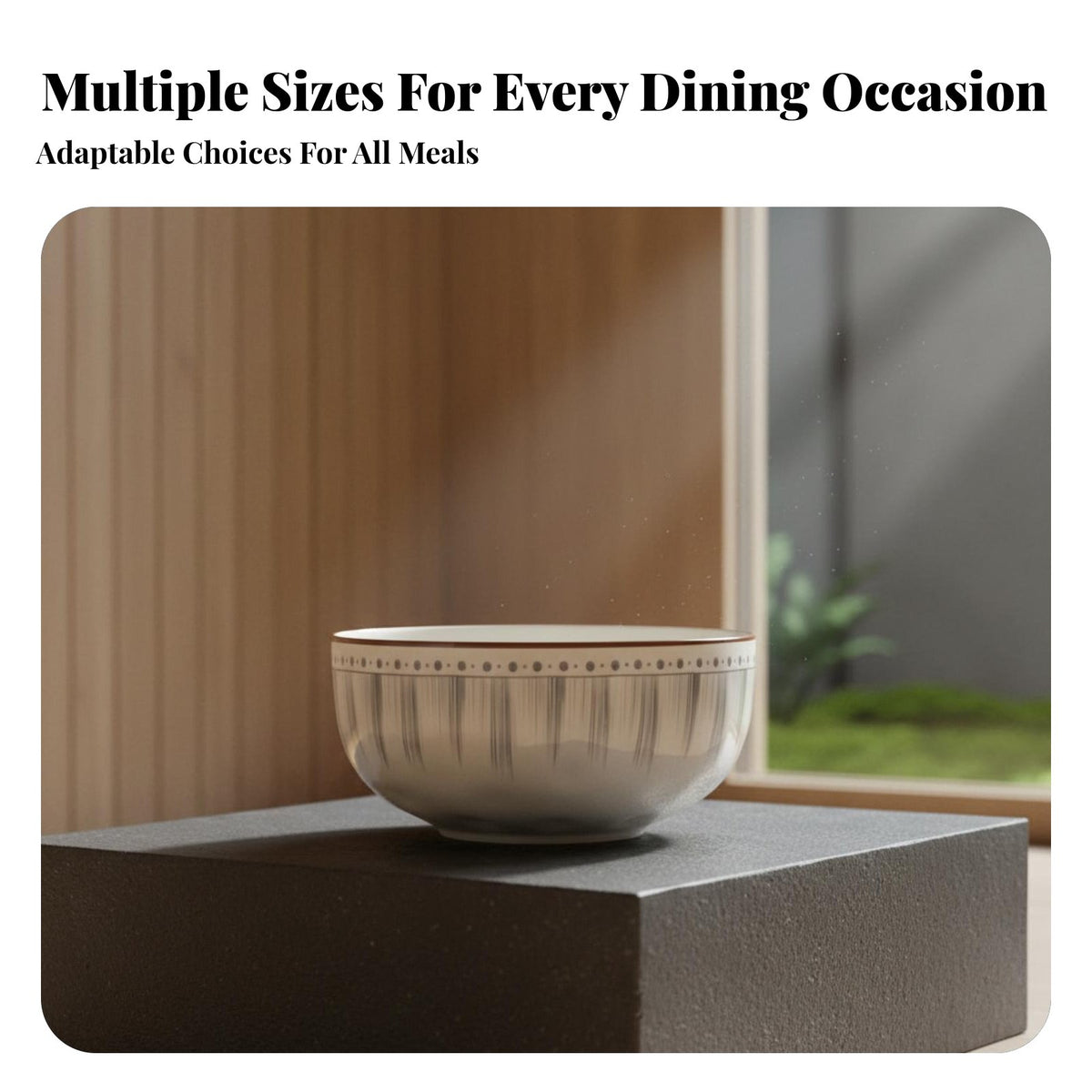 Ceramic Bowl Set, Underglaze Stripe Design, Modern Minimalist Tableware, Gift for Adults