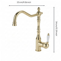 Faucet with Gooseneck Spout Retro Sink Tap Heavy Duty for Kitchen
