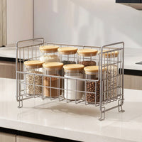 Countertop Storage Rack with Z-Shaped Feet Freestanding Organizer Sturdy Baskets for Washroom Counter