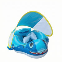 Inflatable Baby Pool Flotation Device with Canopy Sun Protection Baby Swim Flotation Device with Canopy Detachable Adjustable for Children, Beach