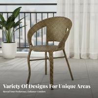 Breathable Woven Rattan Chair Easy to Clean Balcony Leisure Chair Sturdy Frame Weather Resistant for Elderly, Adults, Homeowners, Gazebo, Garden, Porch, Backyard