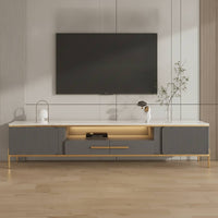 TV Cabinet with Open Shelf Ribbed TV Stand Modern Credenza for Living Room, Media Setup, Small Apartment