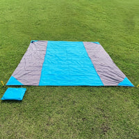 Picnic Blanket and Waterproof Camping Mat for Outdoor Activities, Extra Large Sandproof Beach Blanket with Stakes, Polyester Camping Gear, Blue