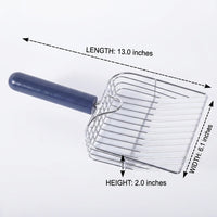 Metal Scooper with Wood Handle, Large Stainless Steel Litter Scooper for Fast Sifting, 33*15.5cm Steel Cat Litter Sifter for Efficient Cleaning