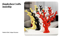 Ceramic Fortune Tree Artistic Design Modern Desktop Statue Abstract Tree Sculpture Glazed Finish Desktop Branch Figurine