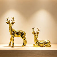 Gold Deer Figurines Shiny Deer Statues Sculpted Stag Figurines Sturdy for Living Room