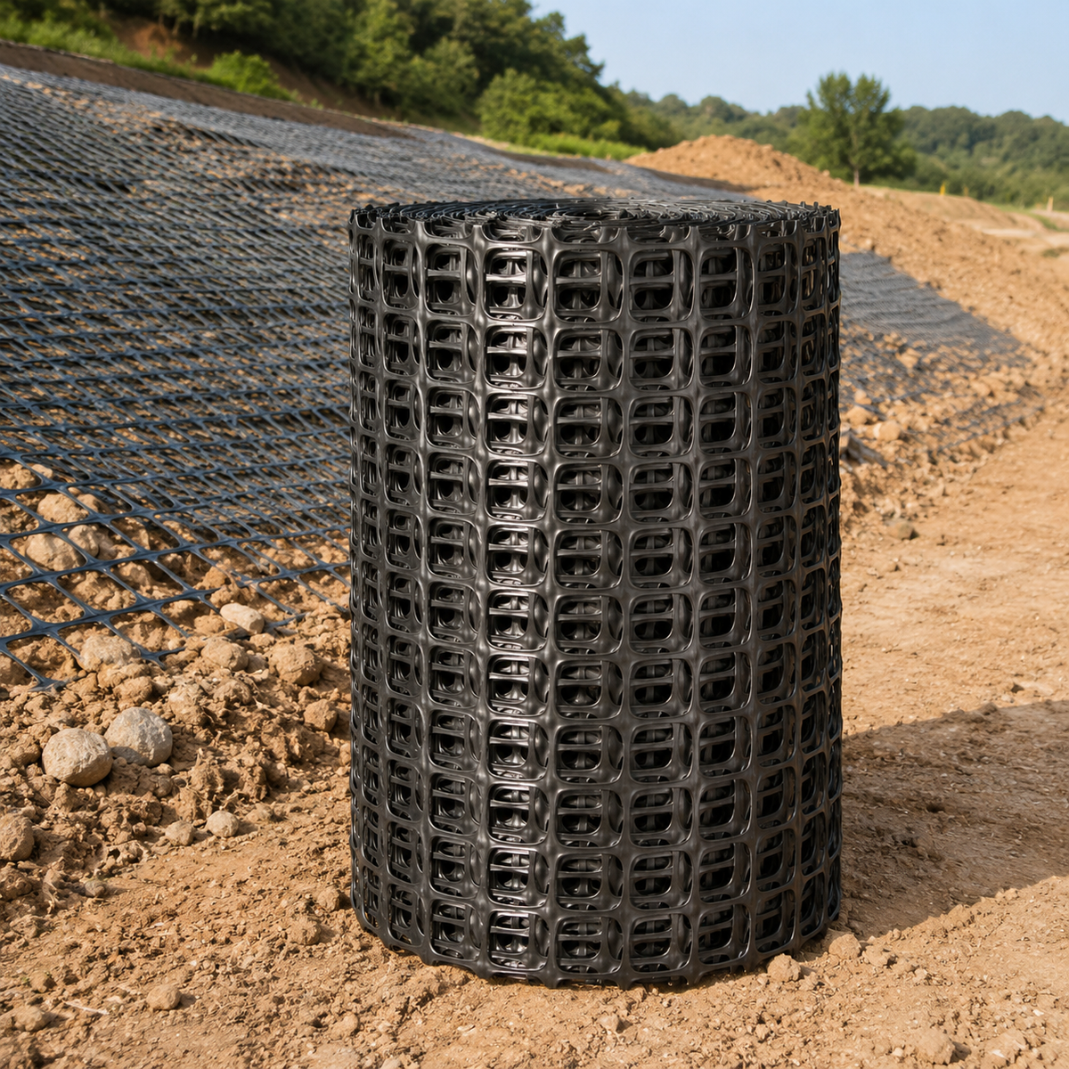 Geogrid Mesh Gravel Protection Material Gravel Ground Stabilizer 1m×50m High-Density Polyethylene Material Weather-Resistant For Subgrade Reinforcement