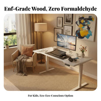 Electric Height Adjustable Desk Set Quiet Motor Solid Wood Standing Desk Combo Memory Presets Seated-Standing Workstation for Students, Study Room
