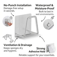 Bathroom Sink Organizer and Sponge Rack for Countertop, Stainless Steel Drain with Holder Suction for Kitchen