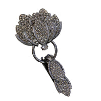 Sew-on Coat Buckle Sparkling Crystals Gold Tone Decorative Garment Fastener