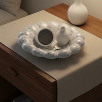 Terrazzo Finish Band Dish Light High-End Ceramic Jewelry Tray Elegant Design Ceramic Jewelry Plate for Women, Nightstand, Entryway, Washroom