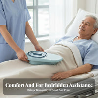 gender-neutral Design Bedside Potty with container Easy to Clean Bedpan with Lid Padded Seat Patient Commode Ergonomic Shape for Bedridden Patients, Postpartum Woindividuals, Disabled grown-ups, in Bed, Postmedical Recovery, Hospital, Bedroom