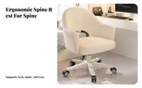 Adjustable Height Upholstered Rolling Chair 360-Degree Swivel Upholstered Rolling Armchair Stable Five-Star Base Seating Furniture Ergonomic Support for Students, Home Office Workers, Beauty Bloggers, Study Room, Bedroom, Vanity
