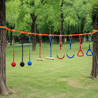 Outdoor Obstacle Course Kit Slackline Kit Backyard Tree Mounted Swing Rings Ball