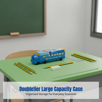 Cartoon Double-Layer Tin Stationery Box, Train Shape, Multifunctional, Fun Design for Primary School Students, Customizable