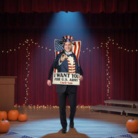 Halloween Party Uncle Patriotic Figure Poster Costume Funny Uncle Patriotic Figure Costume Stage Performance Patriotic Cosplay Outfit Red White Blue for Adults, Kids, Performance