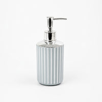 Ribbed Soap Dispenser Shiny-Look Soap Dispenser with Pump Cylindrical Pump Bottle Empty for Bathroom, Vanity, Guest Room