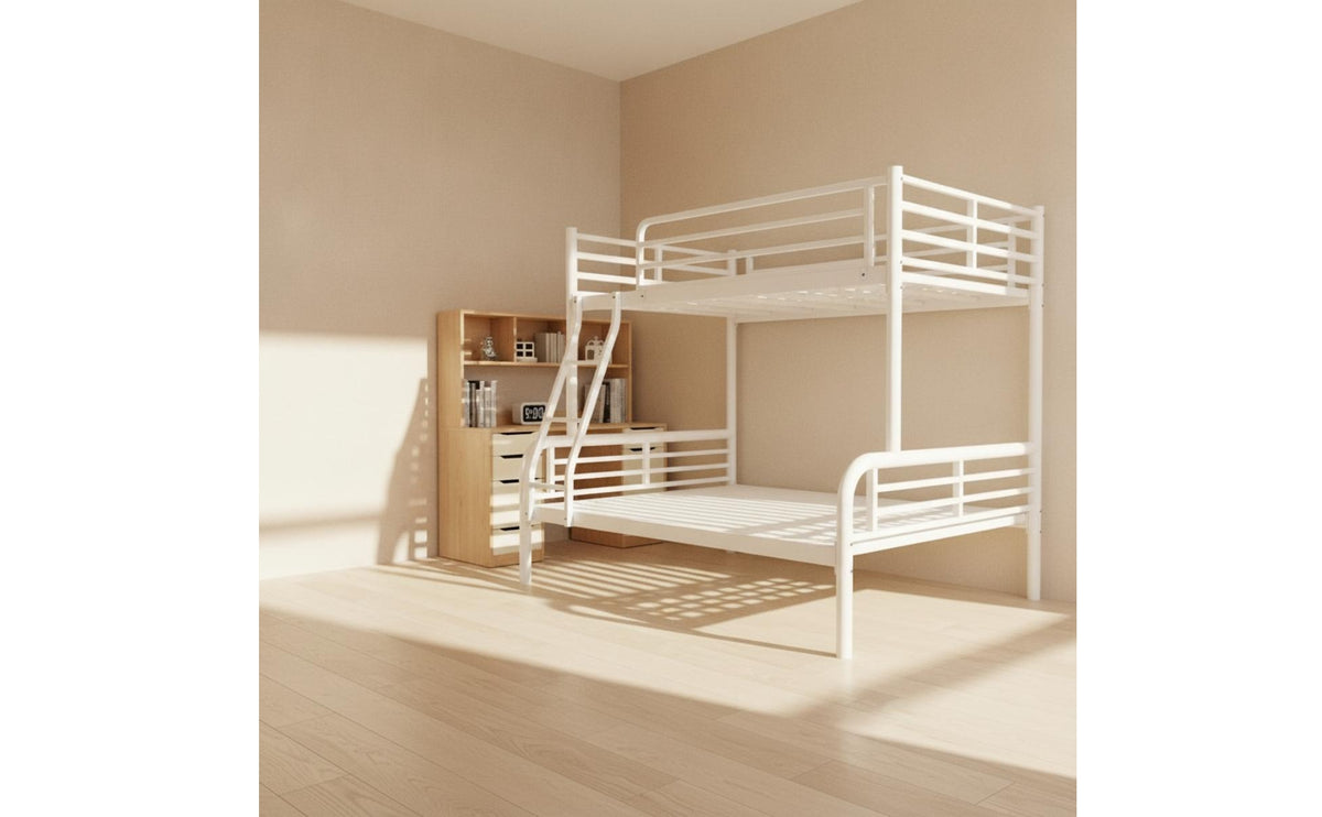 Space-Saving Metal Bunk Bed Steel Bunk Bed with Ladder Long-Lasting Furniture Sturdy for Teens, Students