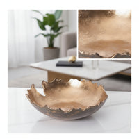 Metal Centerpiece Bowl Gold Hammered Bowl Aluminum for Tabletop, Coffee Table, Living Room