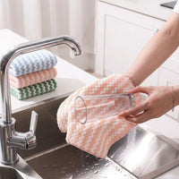 Thick Microfibre Cloth and 30x30cm Cleaning Cloths, Absorbent Coral Fleece Wave Pattern, Oil Removal for Kitchen and Home Surfaces