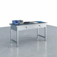 Thickened Tabletop Heavy Duty Steel Workbench Large Capacity Storage Stainless Steel Desk Locking Drawer Computer Desk for Workshop, Laboratory