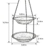 Hanging Feeding Station with Double Layer Feeding Trays, Garden Decor for Small Birds, Outdoor Hanging Chain Design