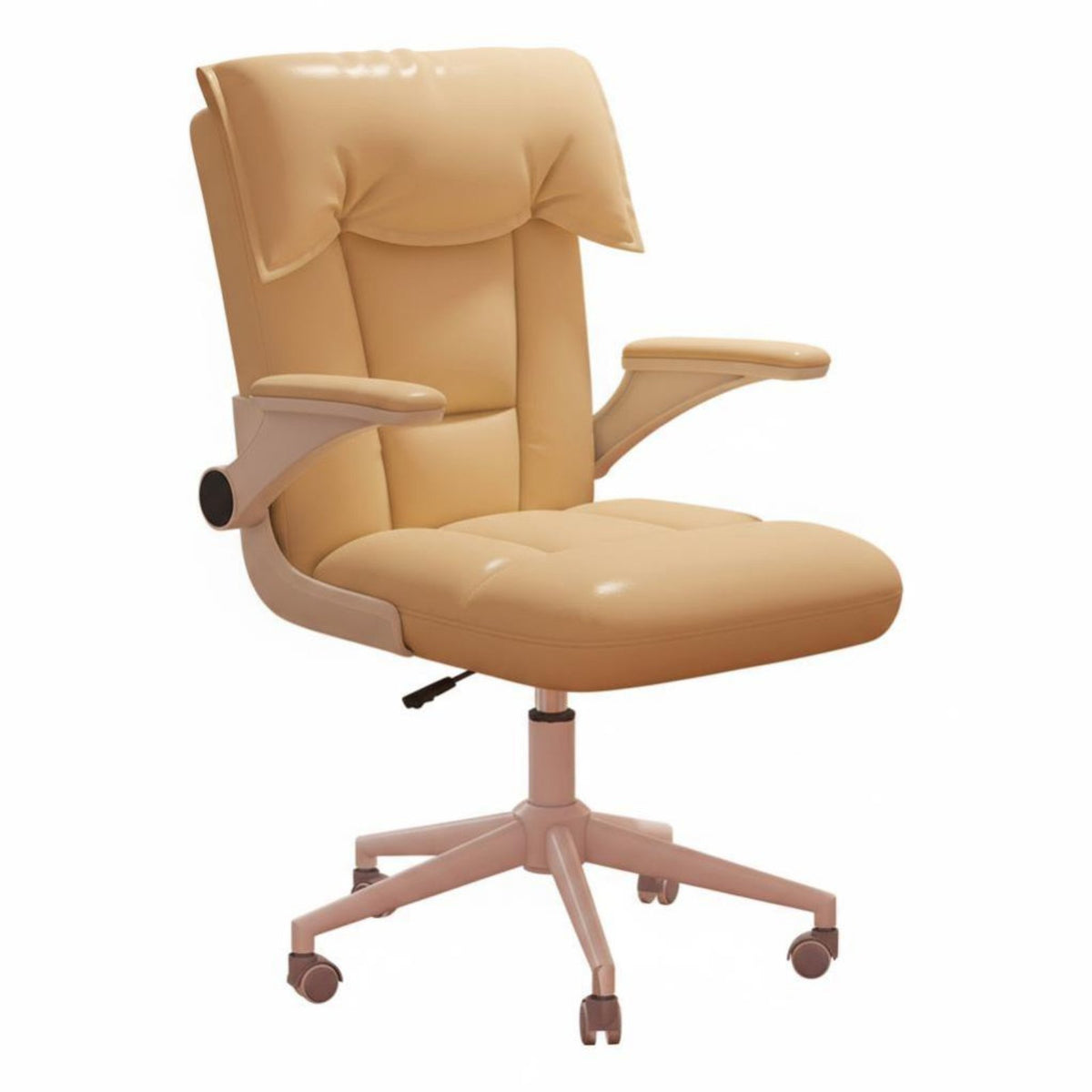 Adjustable Height Upholstered Rolling Chair High Back Support Upholstered Rolling Chair with Armrests Soft Cushioning Swivel Seat Ergonomic for Students, Adults, Teens, Study Room, Bedroom, Vanity
