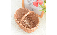 Rattan Picnic Basket Pastoral Style Handmade Wicker Basket Versatile for Wedding