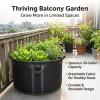 50 Gallon Grow Bag, Breathable Non-Woven Planter for Potato & Vegetable, 75x40cm Floor-Standing Plant Grow Bags