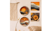 4 Pieces Forest Landscape Wall Decor Mountain Plaque with Landscape Design Wall Plaque Layered Wood Panel Bohemian