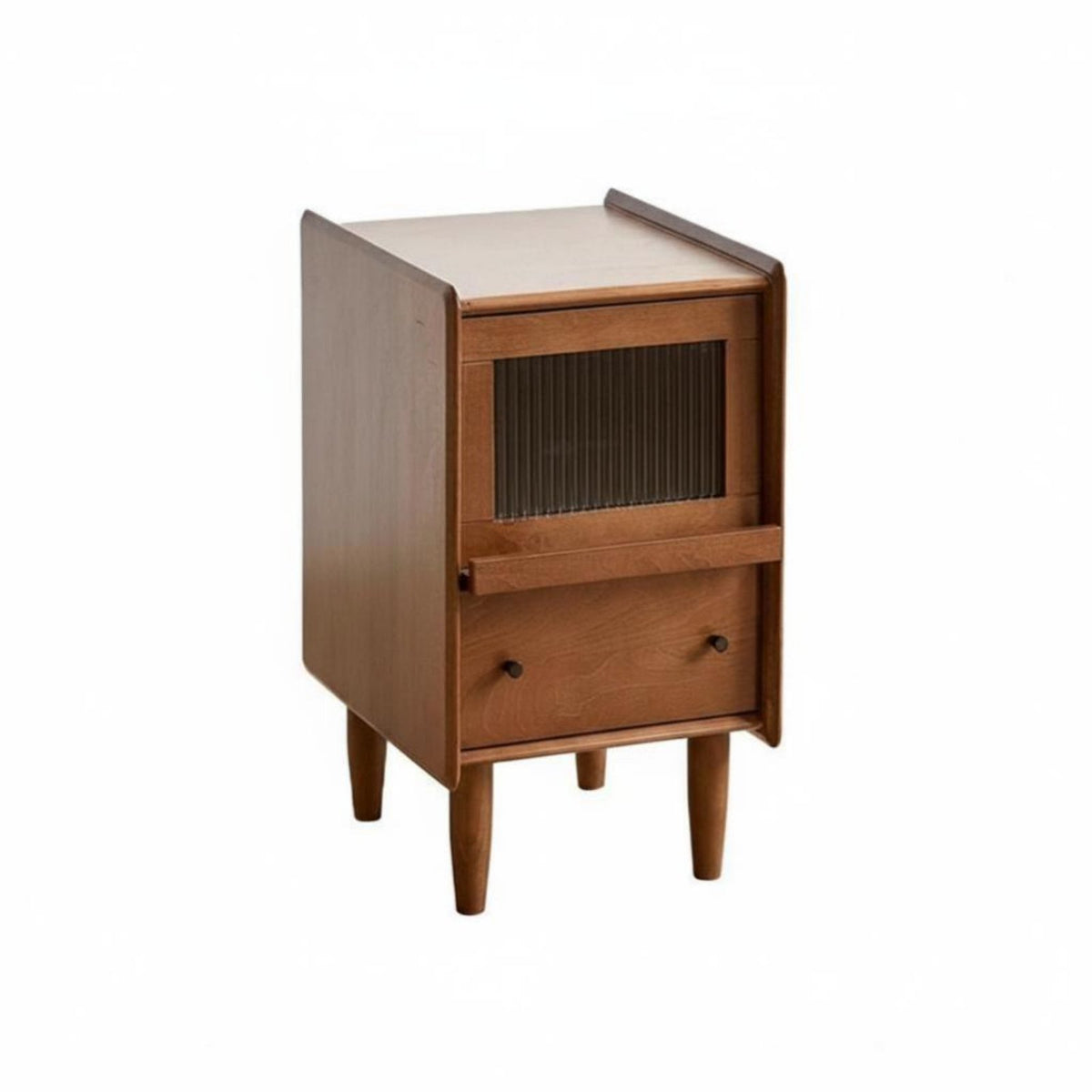 Modern Minimalist Design Narrow Bedside Cabinet Space-Saving Slim End Table with Drawer Multi-Purpose Nightstand Rounded Corners for Apartment Dwellers, Homeowners, Students, Bedroom, Small Spaces, Living Room, Entryway