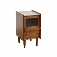 Modern Minimalist Design Narrow Bedside Cabinet Space-Saving Slim End Table with Drawer Multi-Purpose Nightstand Rounded Corners for Apartment Dwellers, Homeowners, Students, Bedroom, Small Spaces, Living Room, Entryway