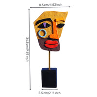 Abstract Human Face Statue Hand-Painted Abstract Face Sculpture Decor Geometric for Art Lovers, Living Room, Office