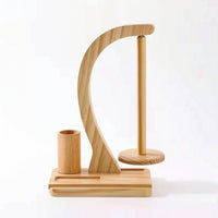 Hand-Finished Wooden Yarn Holder Polished Yarn Holder with Spindle Portable Craft Tool Compact for Crafters