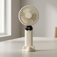 Handheld Mini Fan with Stand USB Rechargeable Portable Fan with Display Compact Lightweight for Students