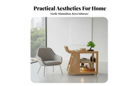 Movable with casters 2-Tier Rolling Trolley Vintage aesthetic Side Table Multi-Functional Utility Cart multi-purpose Use for Homeowners, Students, Living Room, Small Spaces, Bedroom, Balcony