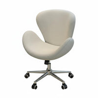 Upholstered Arching Design Chair Height Adjustable Cushioned Vanity Seat 360-Degree rotate Soft Teddy Fabric for Makeup lovers
