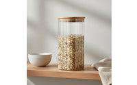Chemical-Free-Safe Borosilicate Glass Jar Easy to Clean Square Glass Canister Space-Saving Square Pantry Jar Modern Design for Cafe