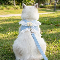 Cat Harness and Cat Leash Set with Flower Applique, Vest-Style Polyester Small Cat Harness and Kitten Harness for Outdoor Cat Pet Walking Use