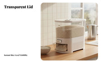 Moisture-Proof Rice Dispenser Single-Press Dispensing Airtight Rice Storage Container Safe for Countertop, Pantry