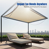 Tan Shade Mesh, Densely Woven and Thickened for Sunblock and Heat Insulation, Ideal for Outdoor Rooftops, Patios, Balconies